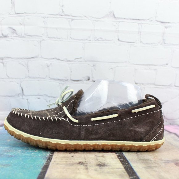 L.L. Bean Shoes - LL Bean One-Eye Plaid Soft Fleece Brown Suede Moc Mountain Slipper 8 M